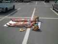 躺在马路上享受日光浴